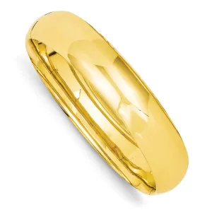 14K Gold Hinged Bangle Bracelet with Polished Finish and Safety Bar
