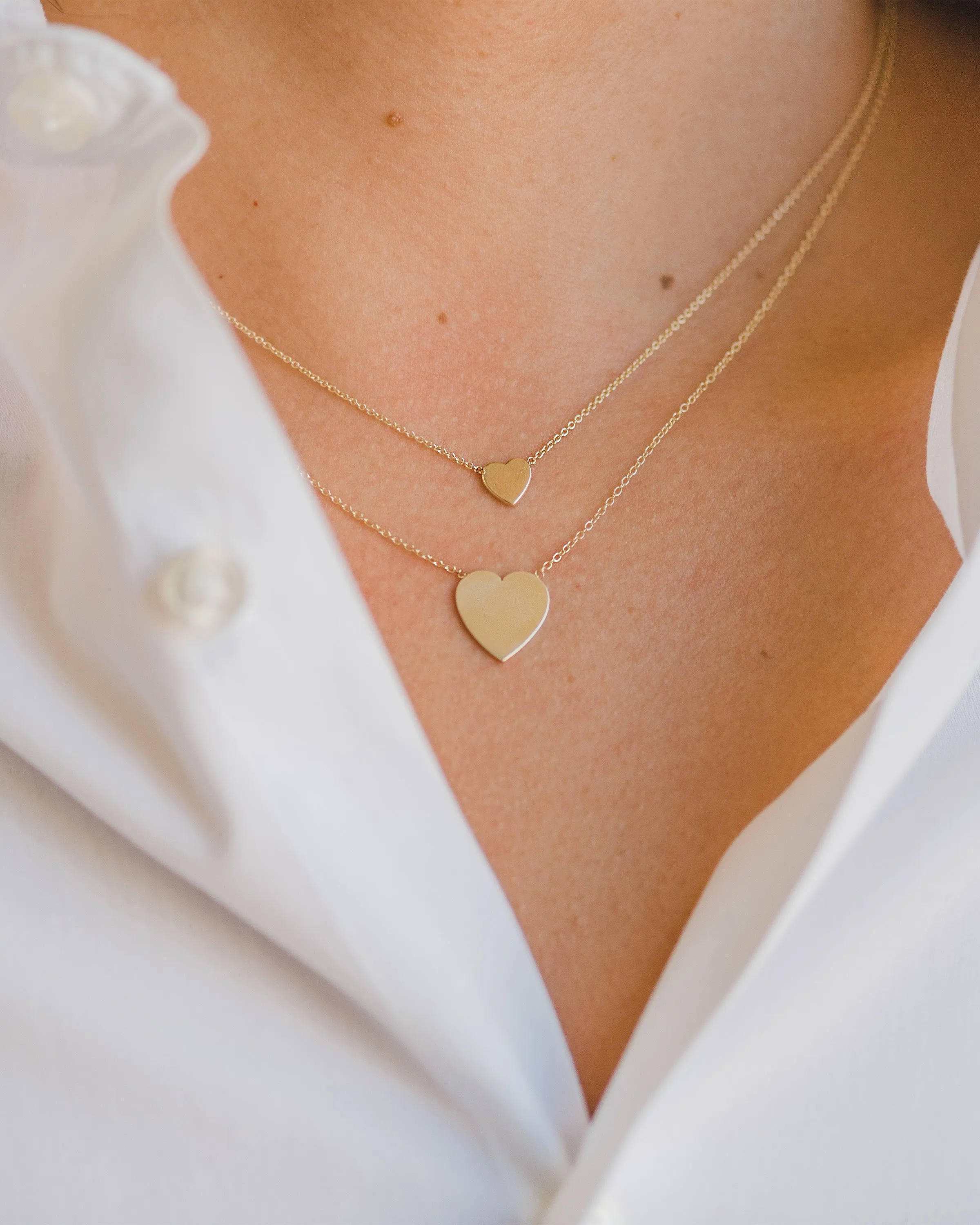 14k Gold Large Engraved Heart Necklace