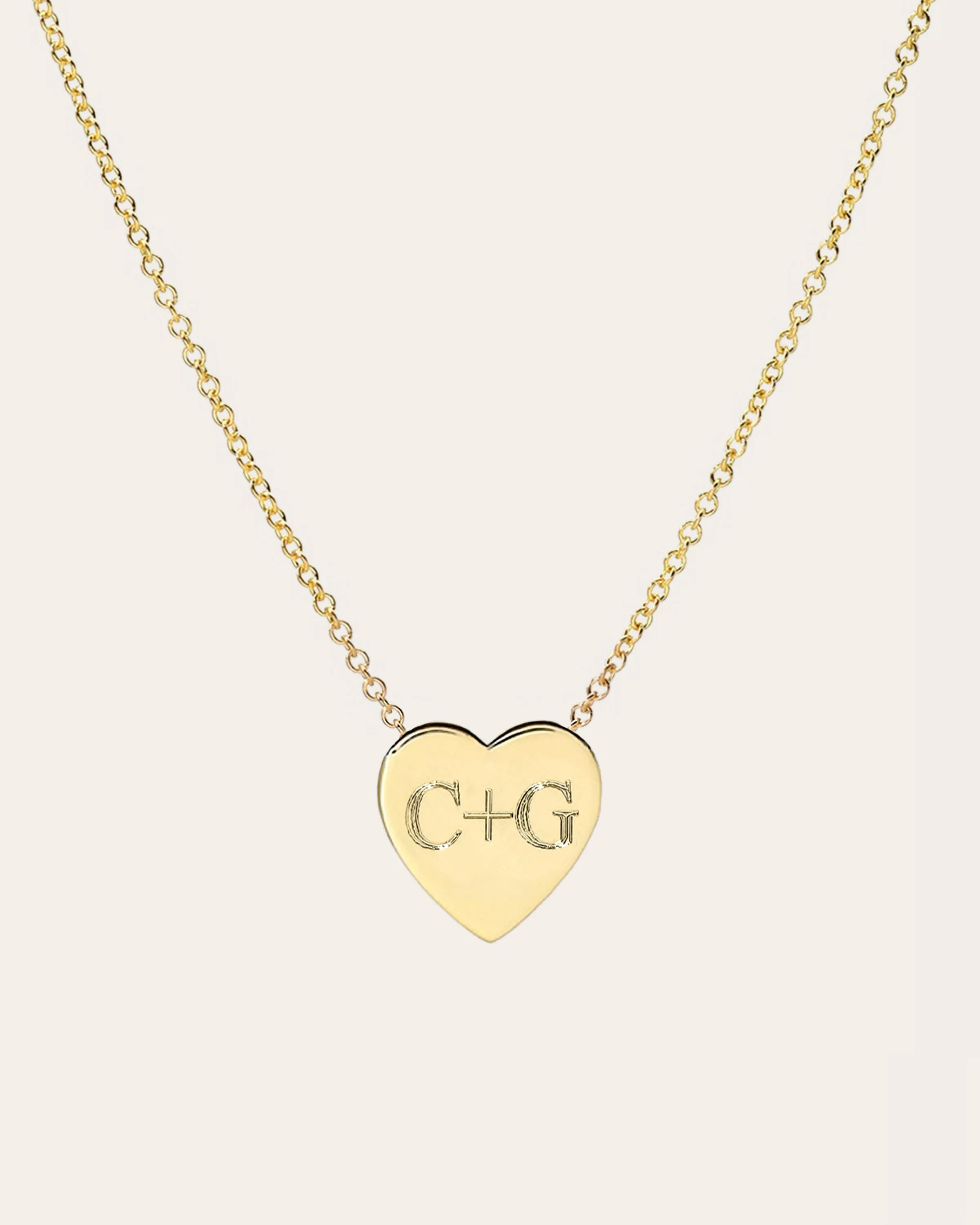 14k Gold Large Engraved Heart Necklace