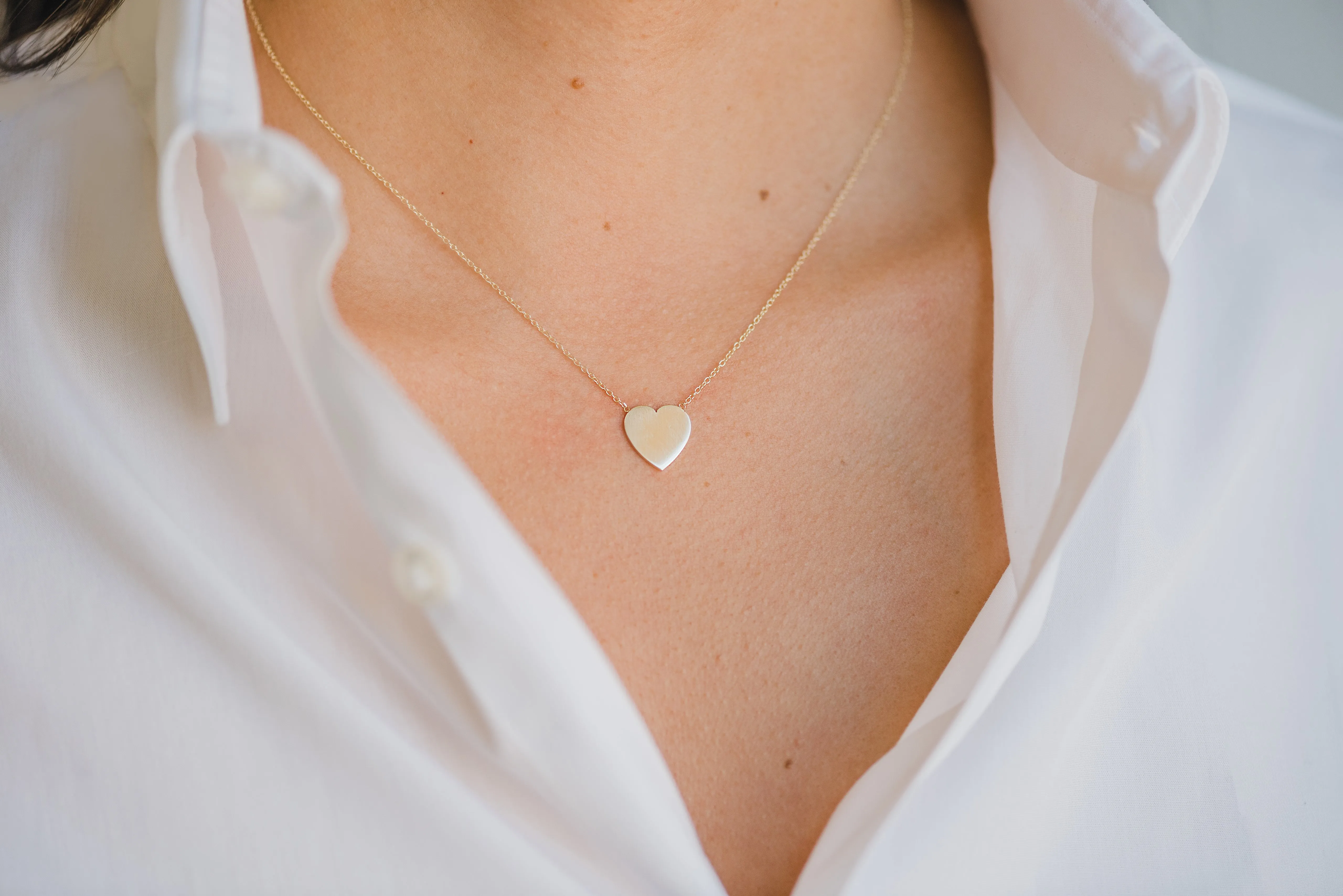 14k Gold Large Engraved Heart Necklace