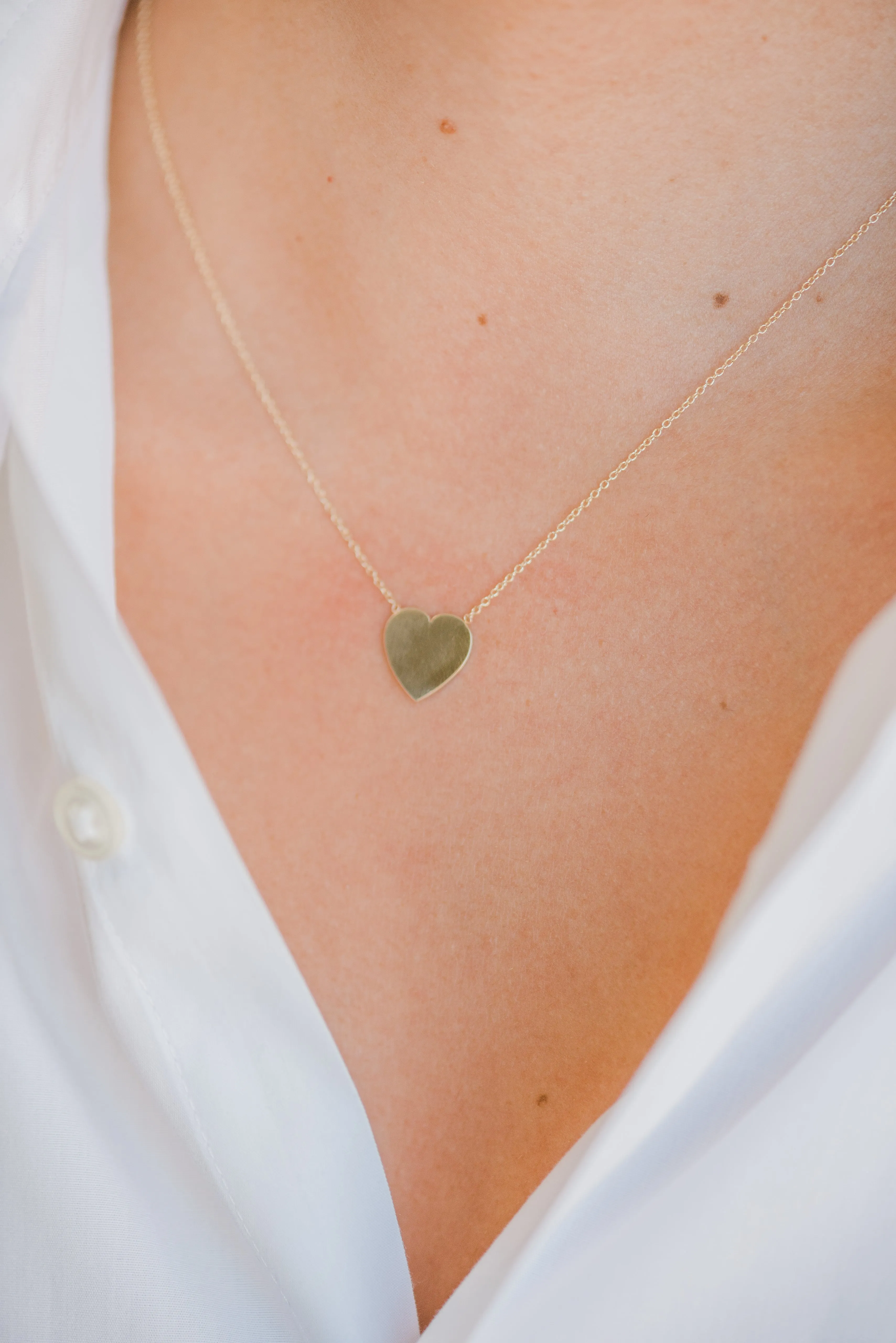 14k Gold Large Engraved Heart Necklace