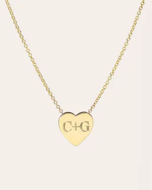 14k Gold Large Engraved Heart Necklace
