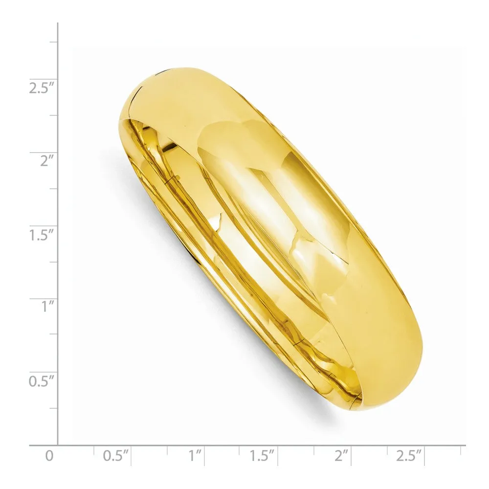 14K Gold Oversize Polished Hinged Bangle with Safety Bar