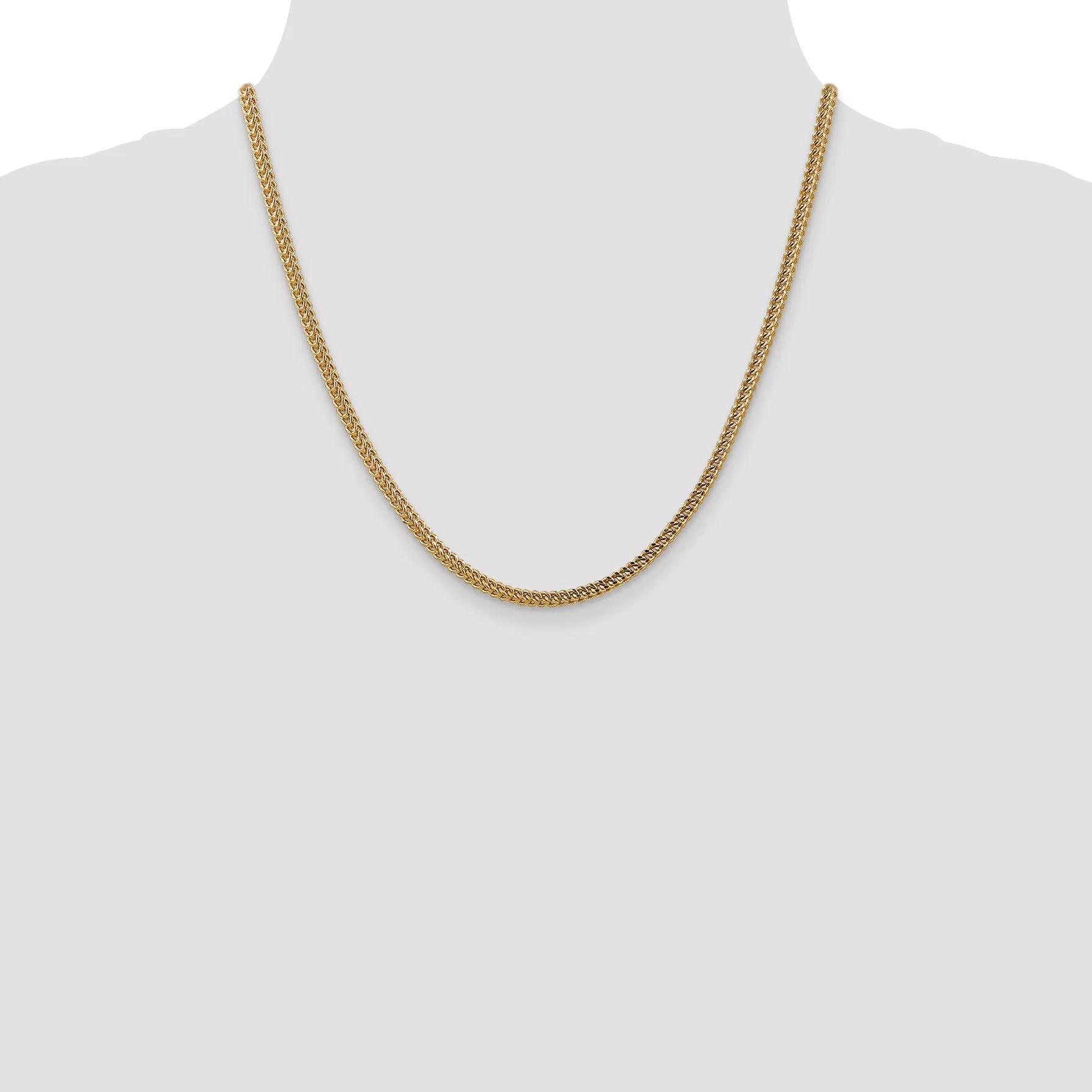 14K Gold Unisex Franco Chain with Fancy Lobster Clasp 18 Inch