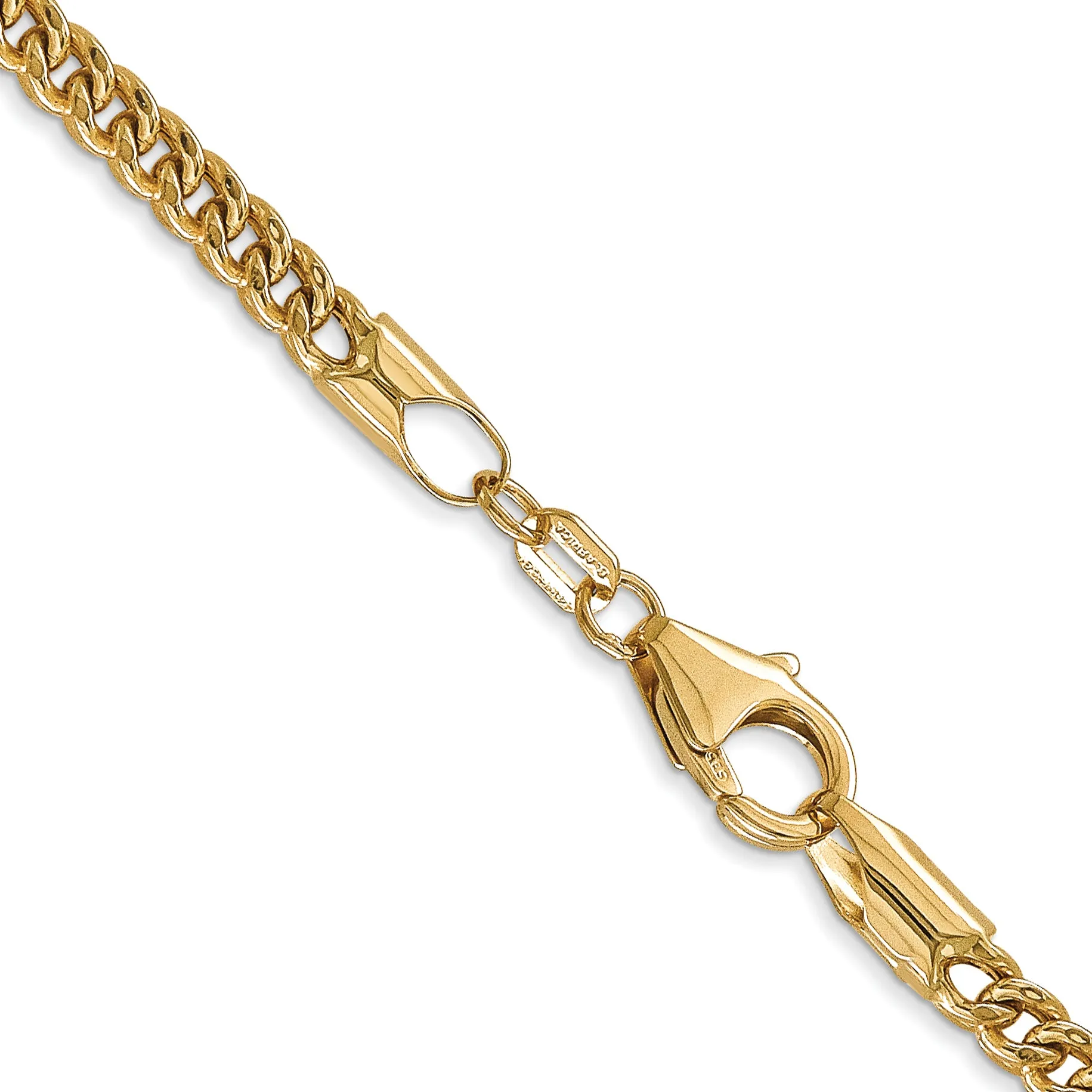 14K Gold Unisex Franco Chain with Fancy Lobster Clasp 18 Inch