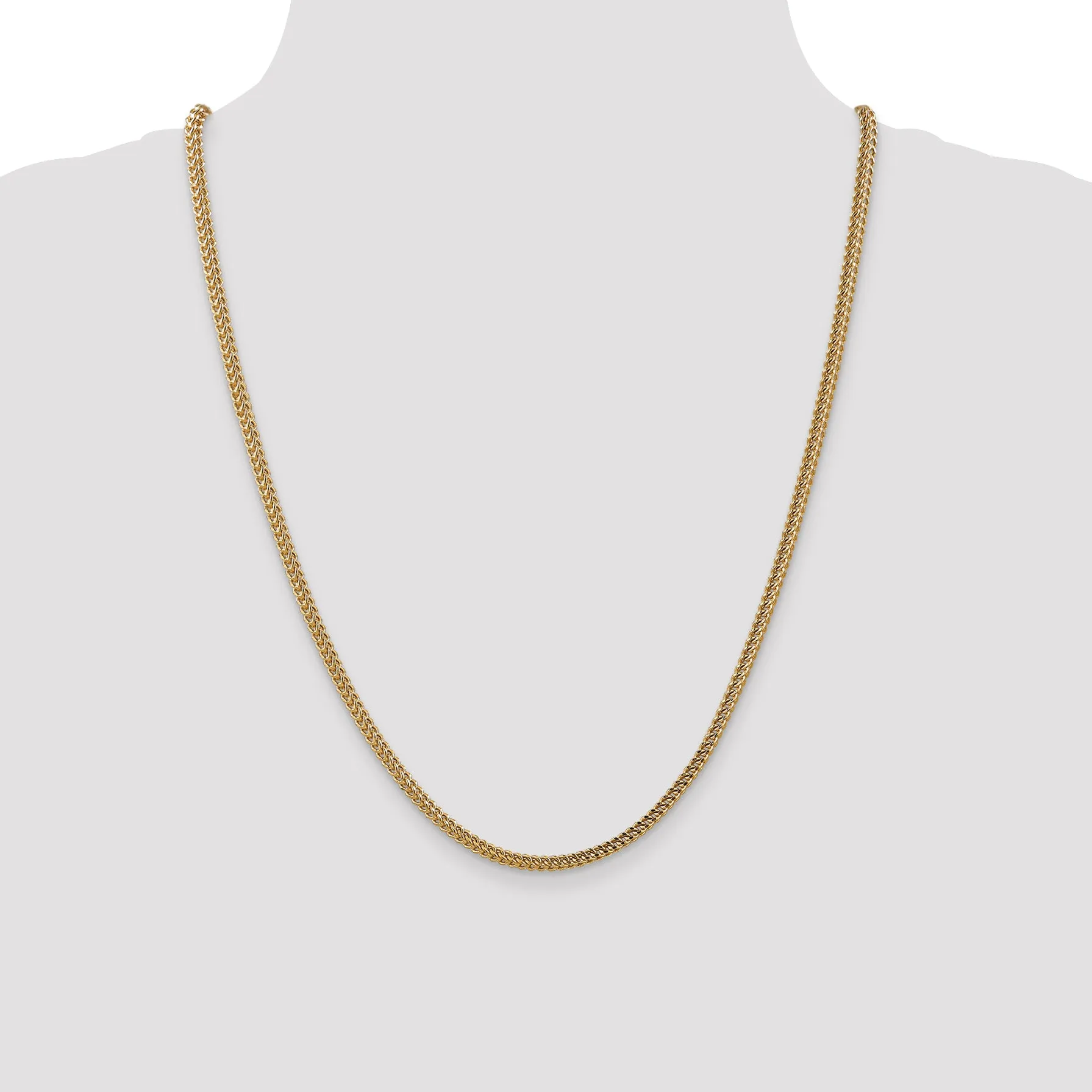 14K Gold Unisex Franco Chain with Fancy Lobster Clasp 18 Inch
