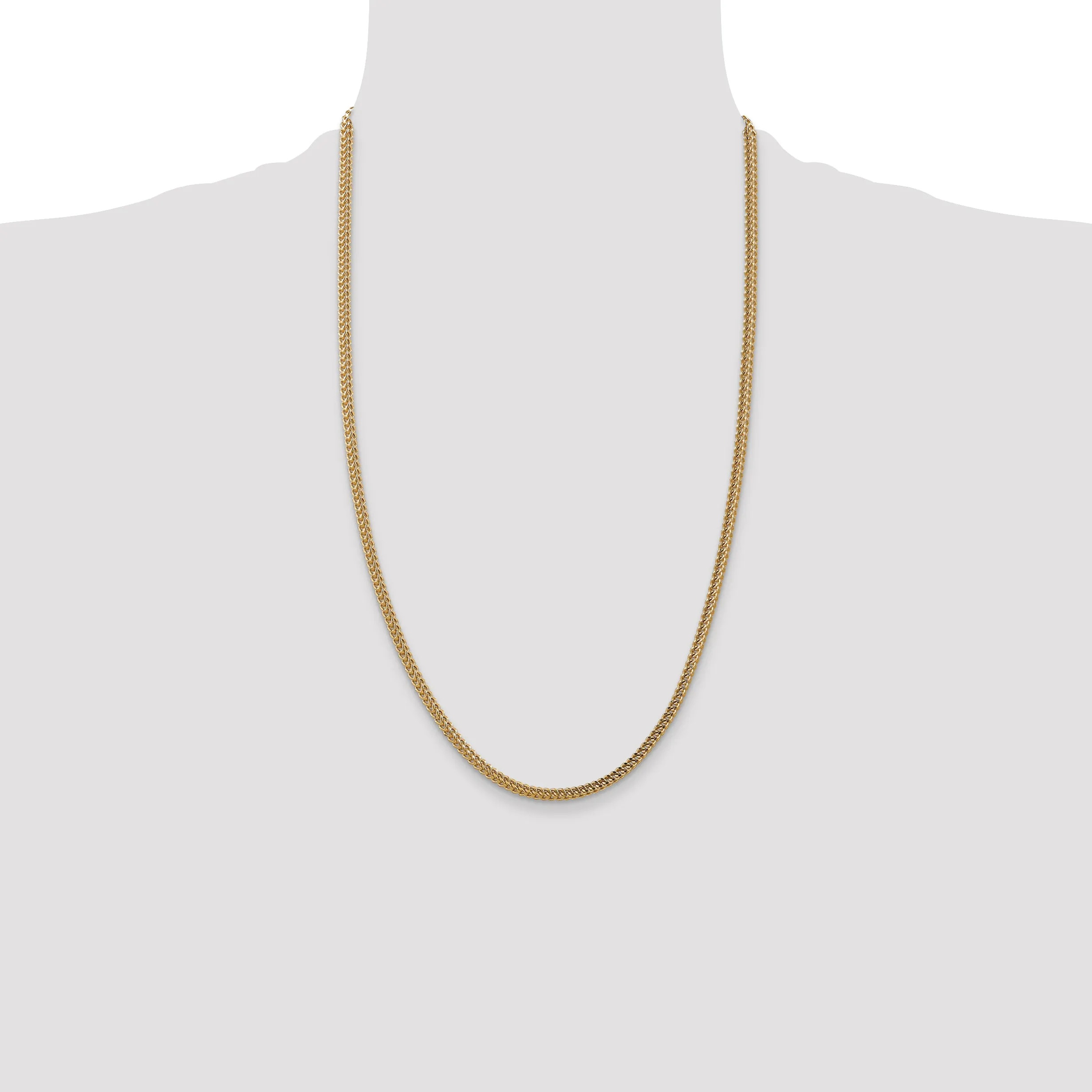 14K Gold Unisex Franco Chain with Fancy Lobster Clasp 18 Inch