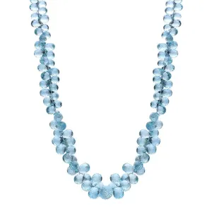 18ct White Gold Aquamarine Multi Faceted Peardrop Necklace
