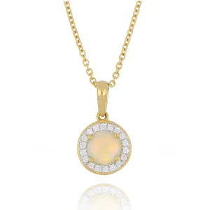 18ct Yellow Gold 0.44ct Opal and Diamond Necklace