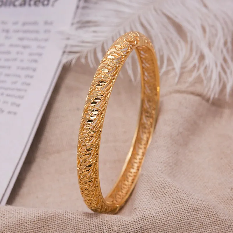 1Pcs  24K Dubai Heart Gold Color bangles for women Bracelets