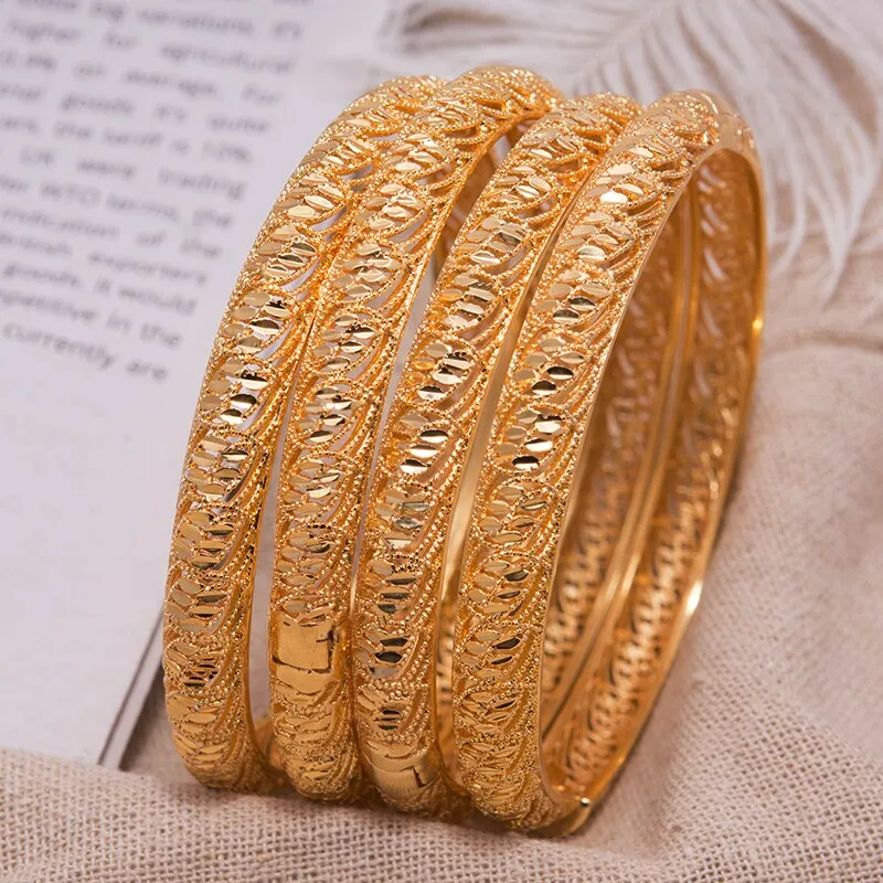 1Pcs  24K Dubai Heart Gold Color bangles for women Bracelets
