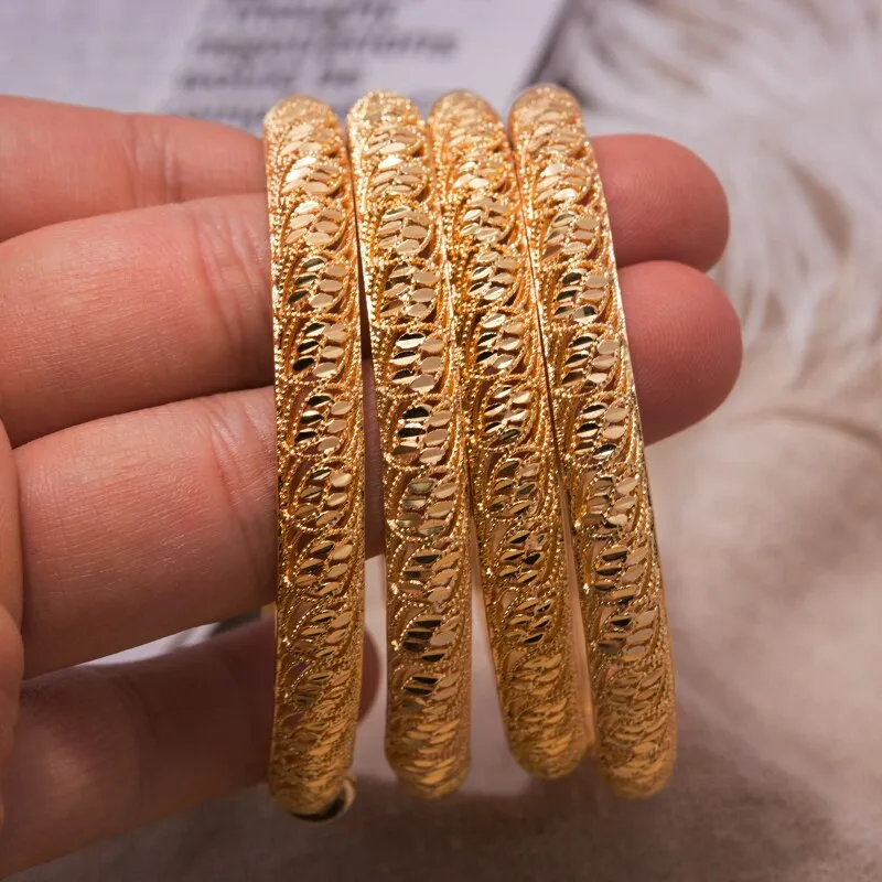 1Pcs  24K Dubai Heart Gold Color bangles for women Bracelets