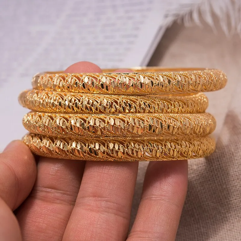 1Pcs  24K Dubai Heart Gold Color bangles for women Bracelets