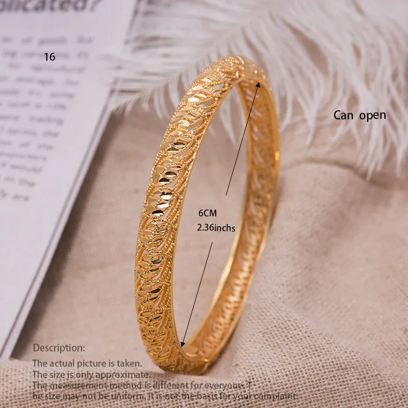1Pcs  24K Dubai Heart Gold Color bangles for women Bracelets