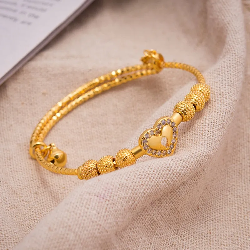 1Pcs Baby Girl Bangle Gold Color Bangles boy Girls Chind Zircon ChildrenBangle Bracelet