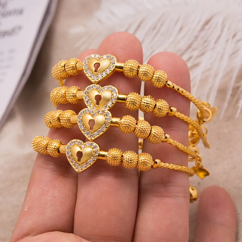 1Pcs Baby Girl Bangle Gold Color Bangles boy Girls Chind Zircon ChildrenBangle Bracelet