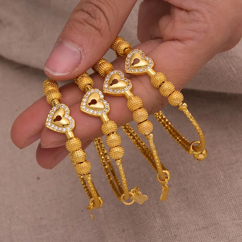 1Pcs Baby Girl Bangle Gold Color Bangles boy Girls Chind Zircon ChildrenBangle Bracelet