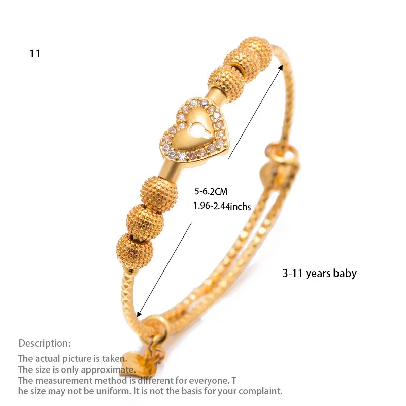 1Pcs Baby Girl Bangle Gold Color Bangles boy Girls Chind Zircon ChildrenBangle Bracelet