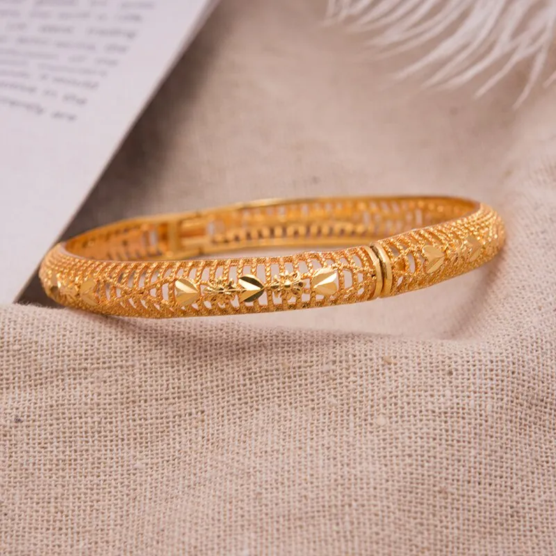 1Pcs Bride Women Bangle Bracelets Gold Color Can Open Heart Cuff Bangles For Women