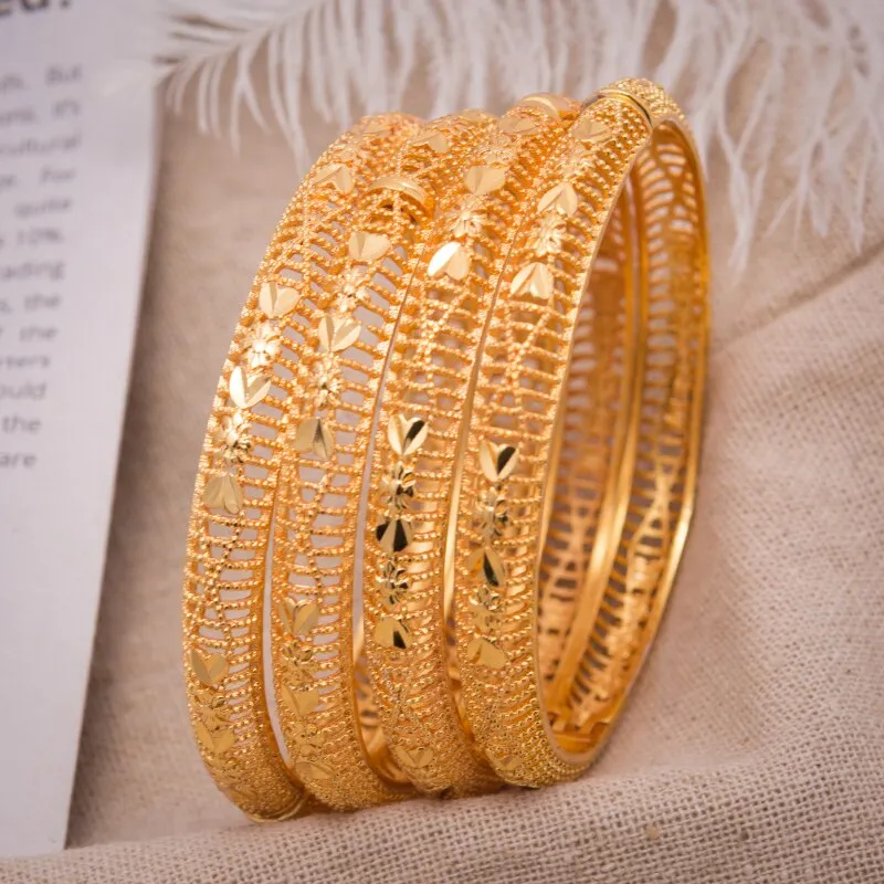 1Pcs Bride Women Bangle Bracelets Gold Color Can Open Heart Cuff Bangles For Women