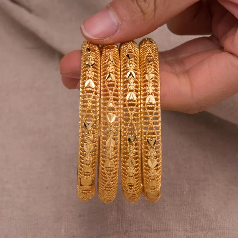 1Pcs Bride Women Bangle Bracelets Gold Color Can Open Heart Cuff Bangles For Women