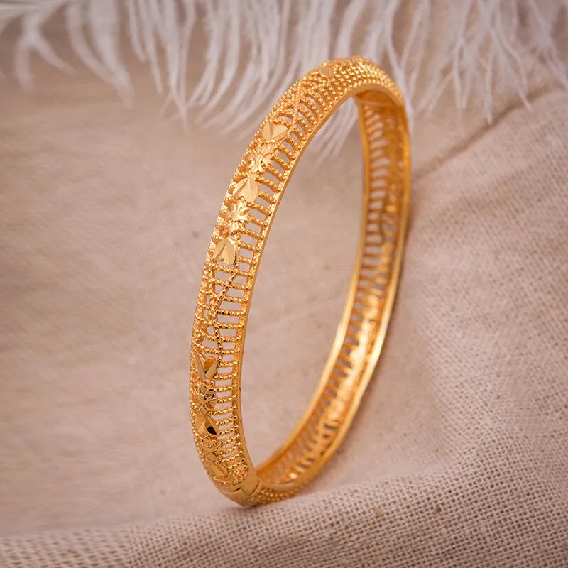 1Pcs Bride Women Bangle Bracelets Gold Color Can Open Heart Cuff Bangles For Women