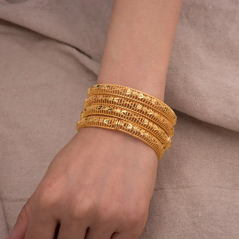 1Pcs Bride Women Bangle Bracelets Gold Color Can Open Heart Cuff Bangles For Women