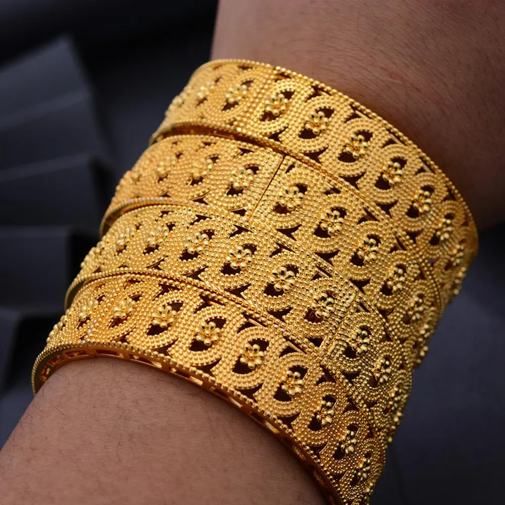 1Pcs Gold Color Bangles For women African bridal Bangles Bracelets