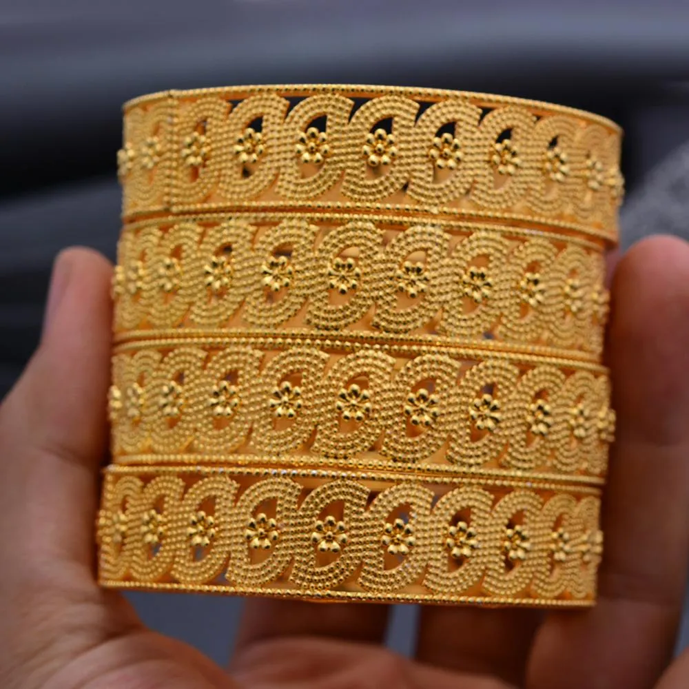 1Pcs Gold Color Bangles For women African bridal Bangles Bracelets