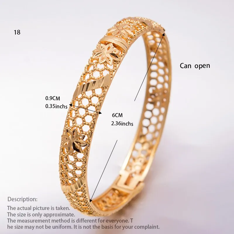 1Pcs Wedding Gold Color Bangle For Women Girls Bracelet