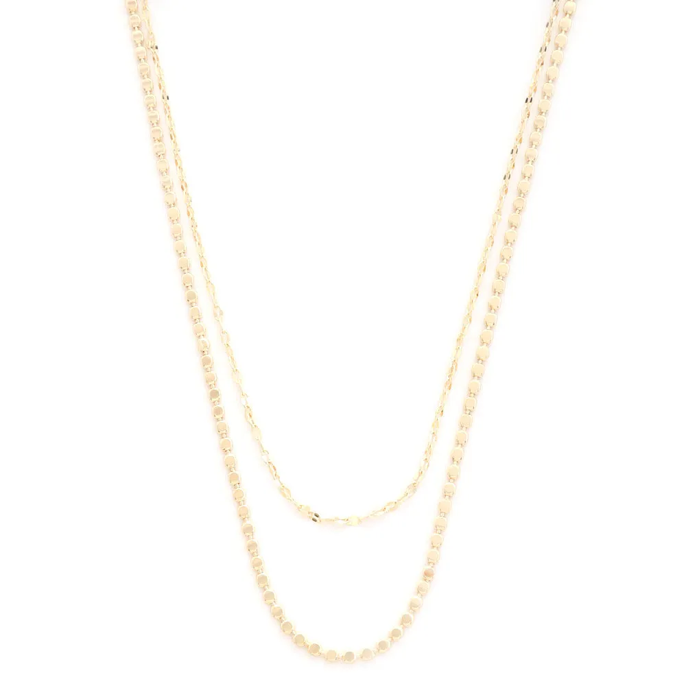 2 Layer Sodajo Round Links Gold Necklace