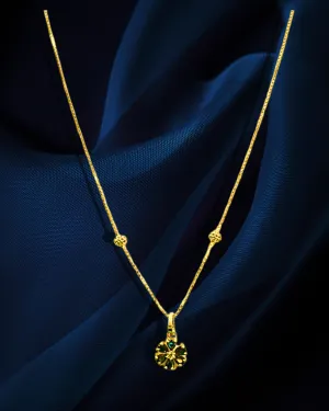 22 KT Gold Designer Chain with Black Flower Pendant (D98)