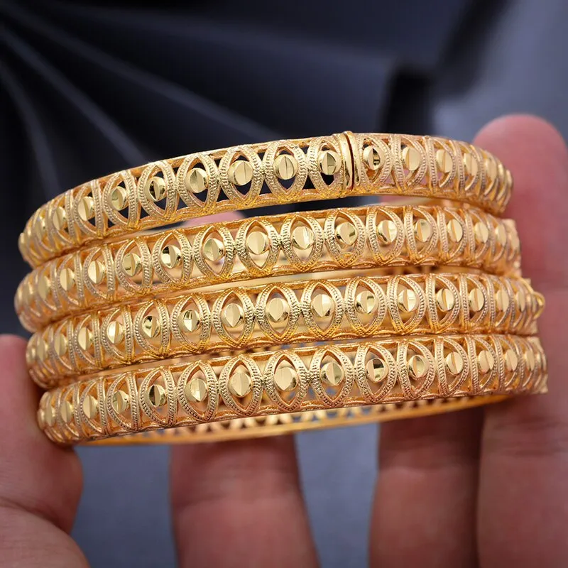 24K 1pcs Copper Gold color Dubai Bangles For Men/Women