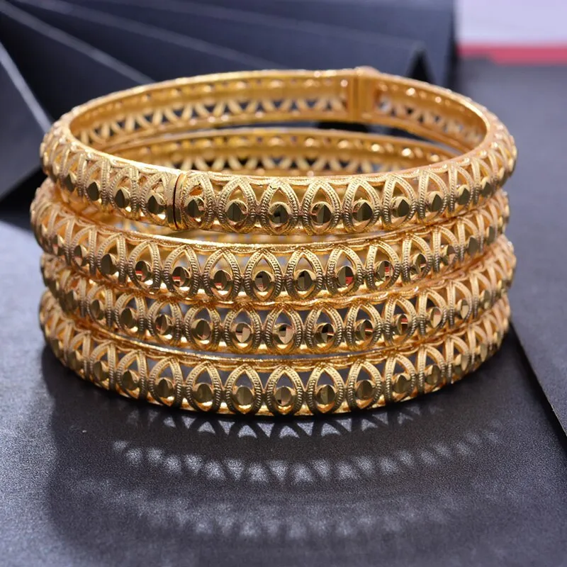 24K 1pcs Copper Gold color Dubai Bangles For Men/Women