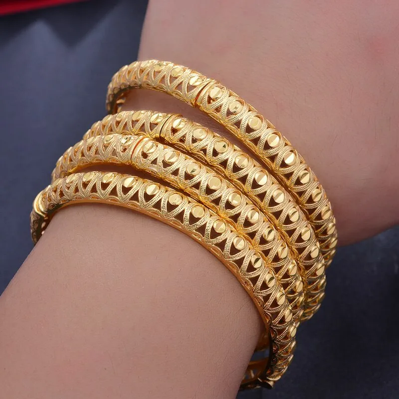 24K 1pcs Copper Gold color Dubai Bangles For Men/Women