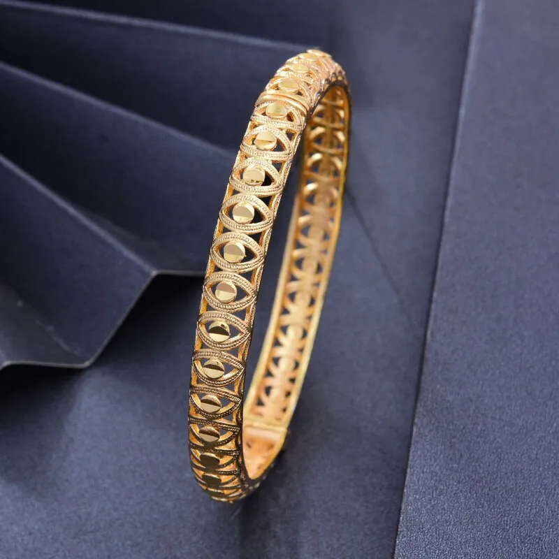 24K 1pcs Copper Gold color Dubai Bangles For Men/Women