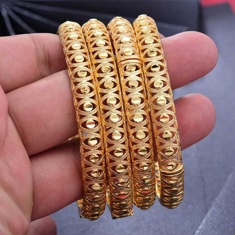 24K 1pcs Copper Gold color Dubai Bangles For Men/Women