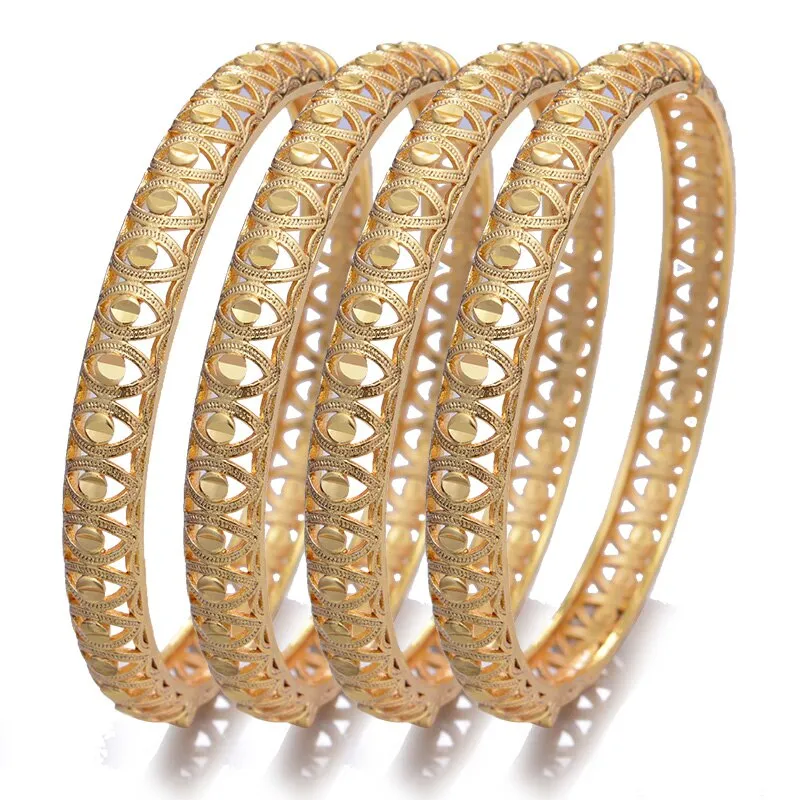 24K 1pcs Copper Gold color Dubai Bangles For Men/Women