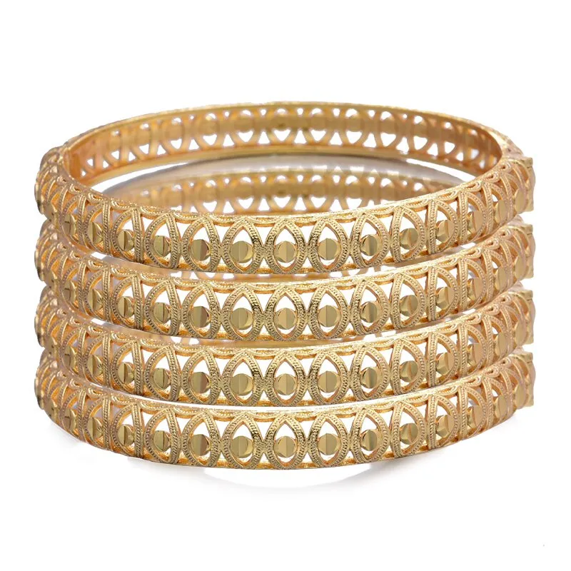 24K 1pcs Copper Gold color Dubai Bangles For Men/Women