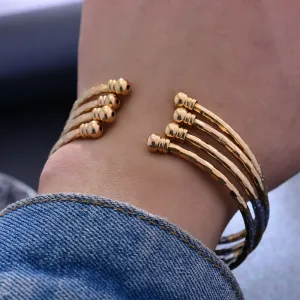 24k 4Pcs Dubai Two-color Gold Color Bangles For Women Girls