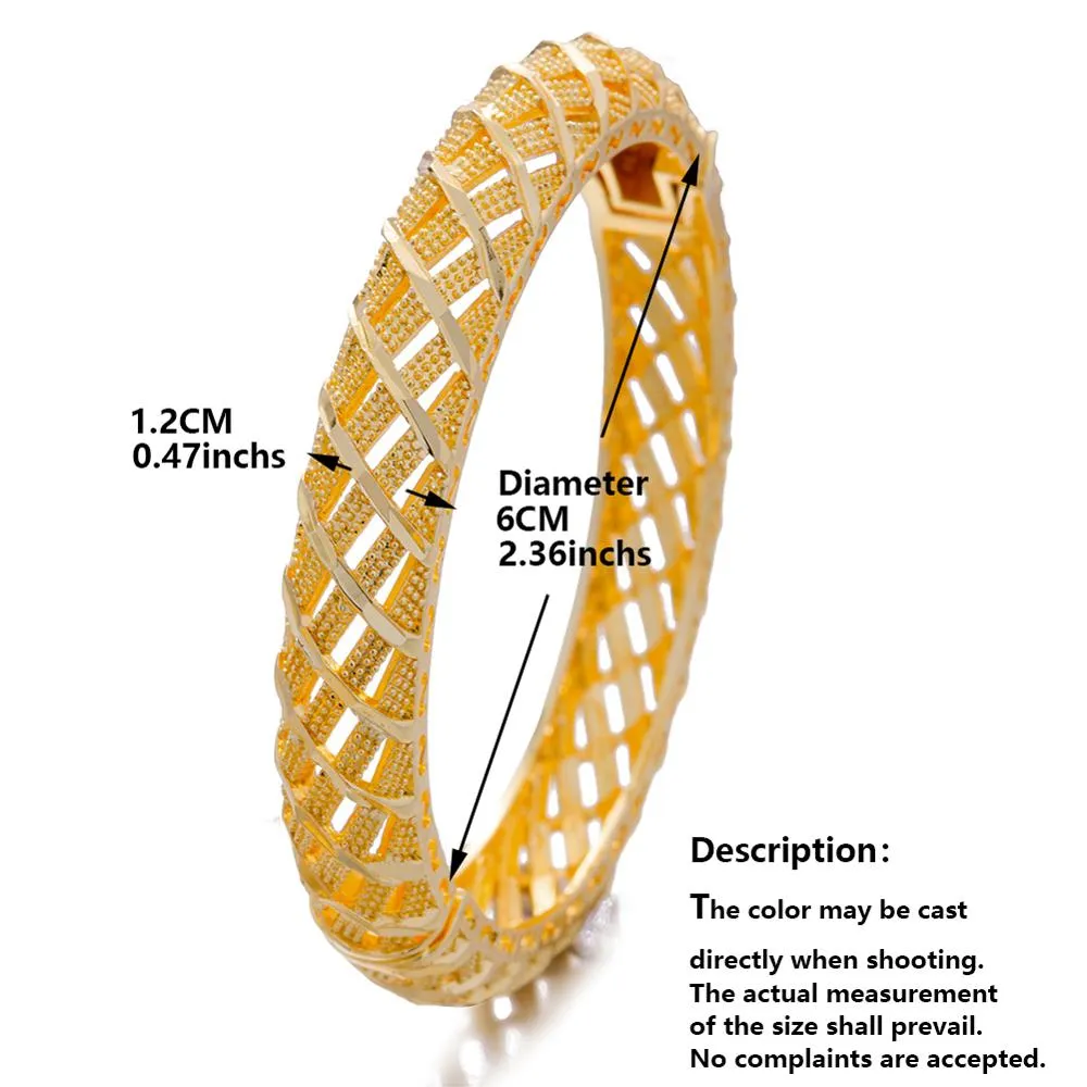 24K Bangles 4Pcs/lot Gold Color Bangles For Women Girls