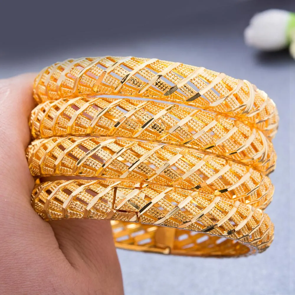 24K Bangles 4Pcs/lot Gold Color Bangles For Women Girls