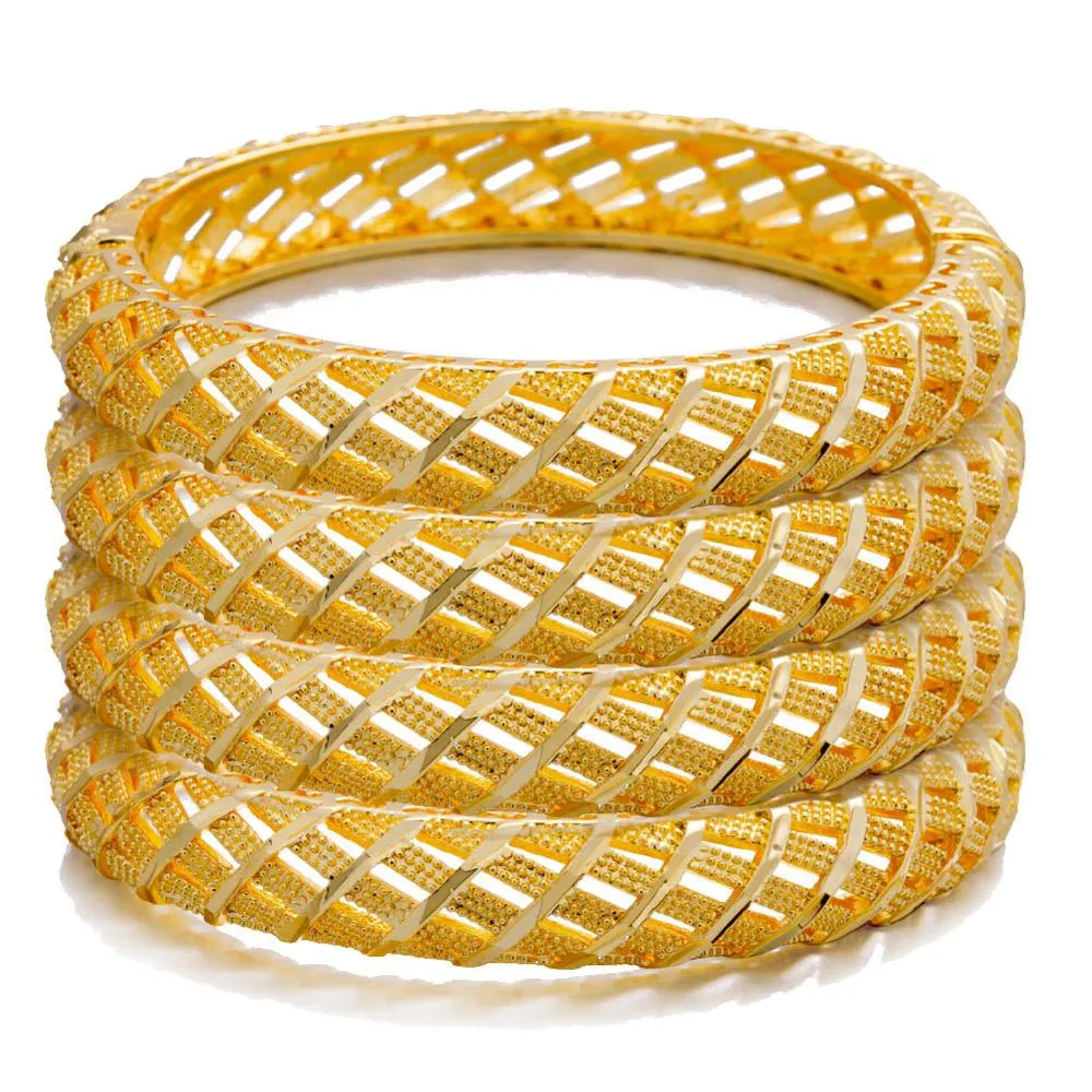 24K Bangles 4Pcs/lot Gold Color Bangles For Women Girls
