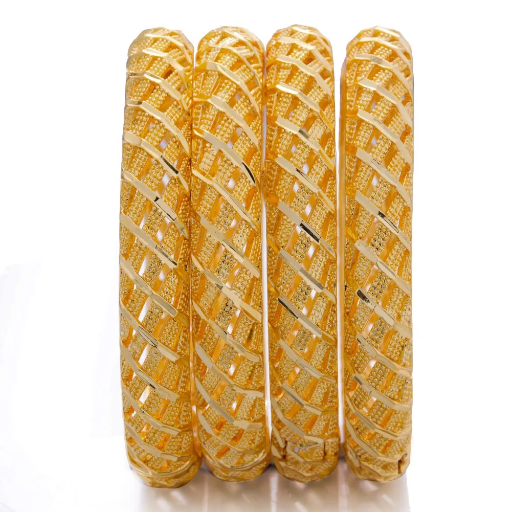 24K Bangles 4Pcs/lot Gold Color Bangles For Women Girls