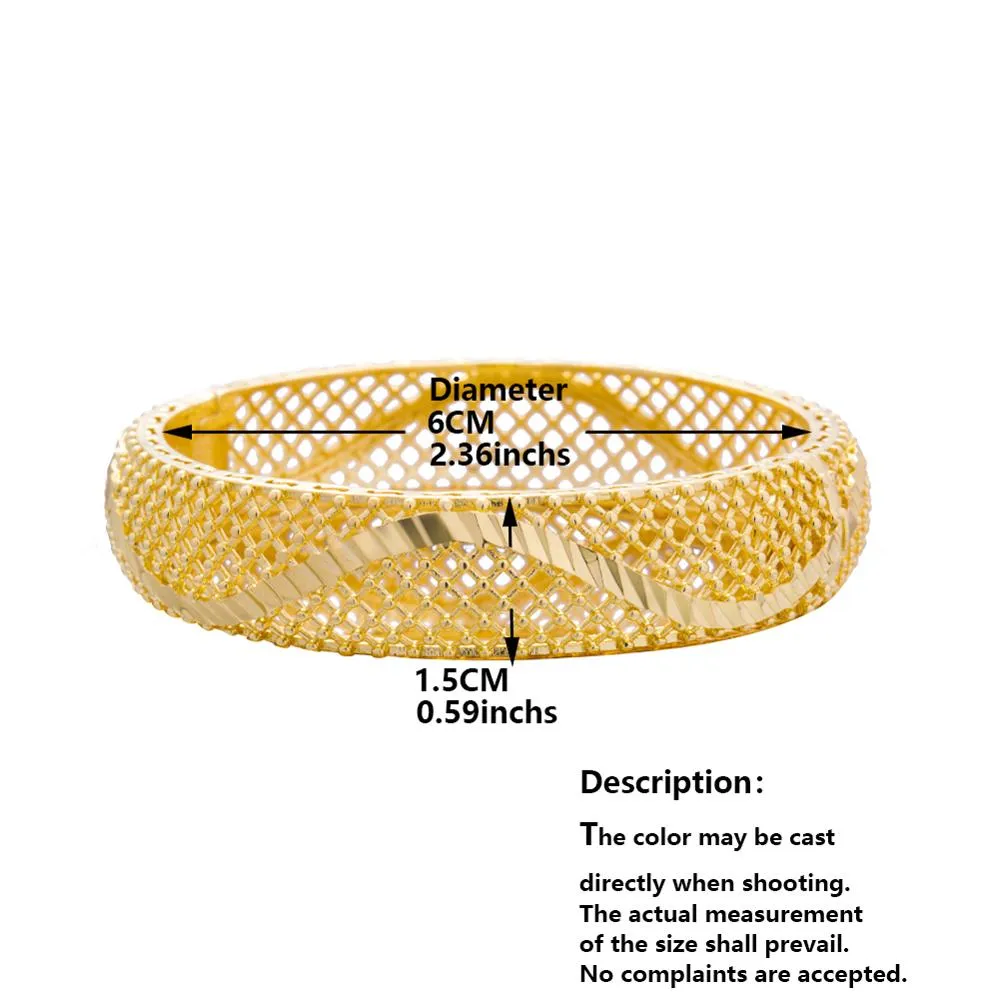 24k Dubai Bangles 4Pcs Gold Color Bangles For women African bridal Bangles Bracelets