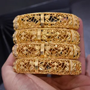 24K Jewelry Big Dubai Gold Color Bangles for Women