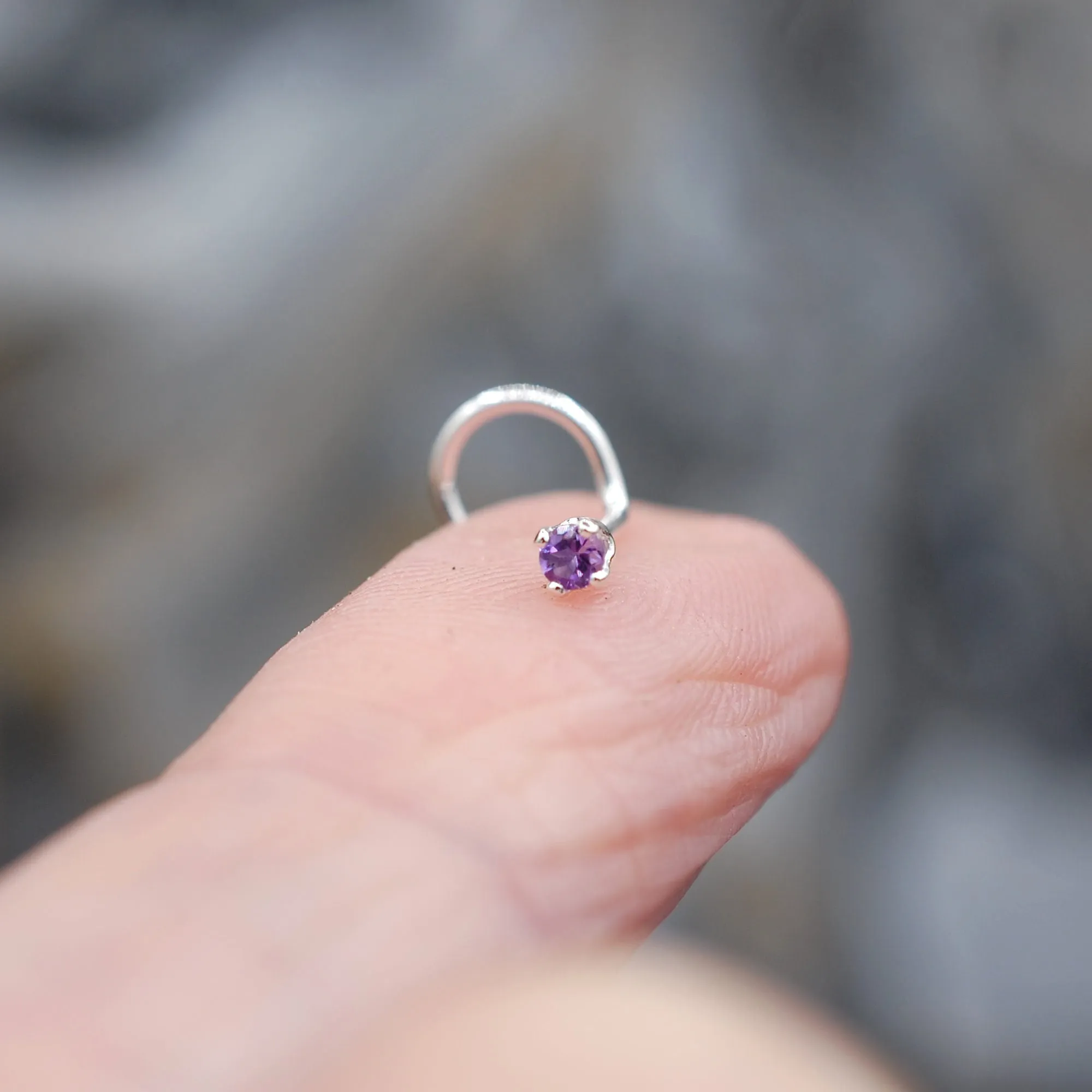 2mm Amethyst Nose Stud