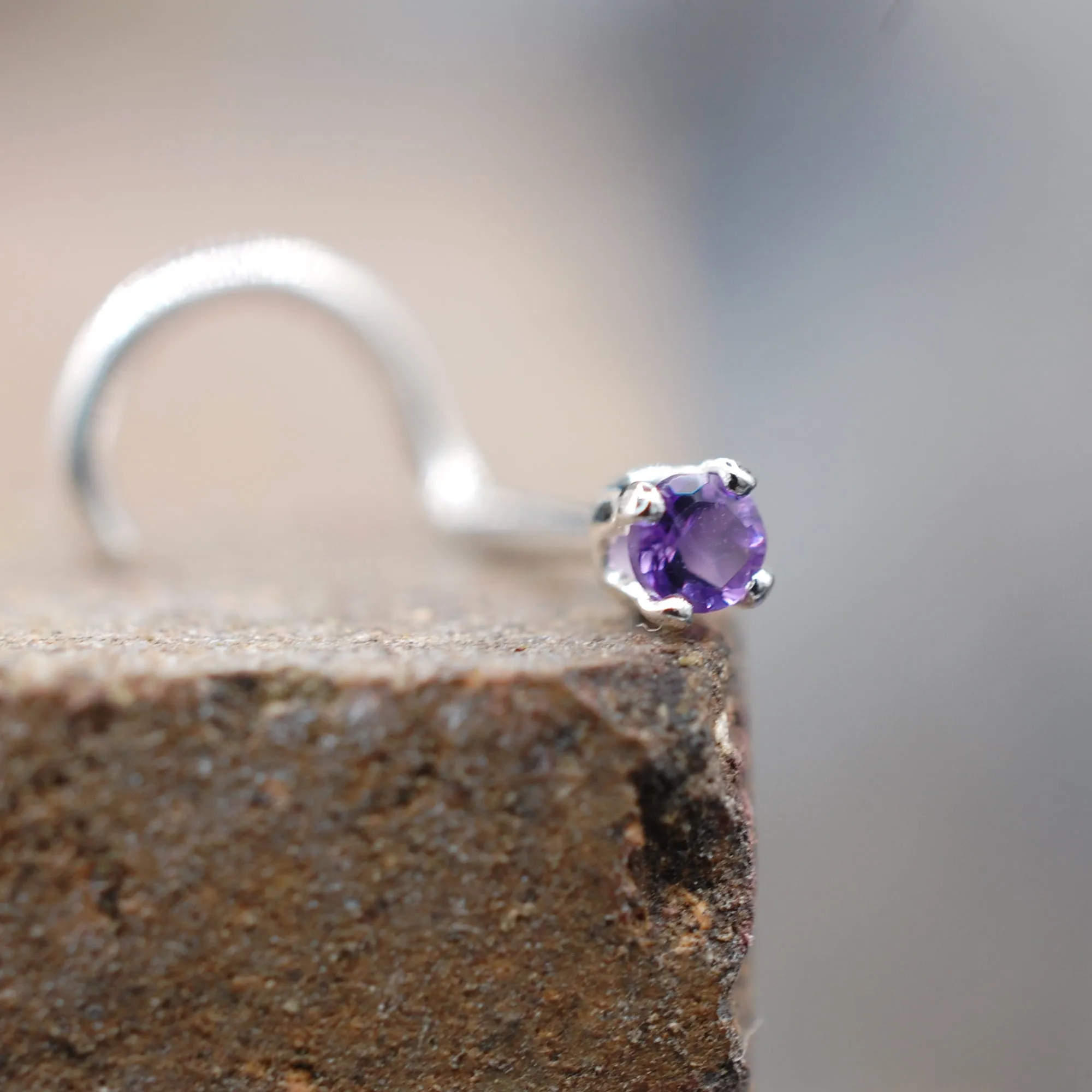 2mm Amethyst Nose Stud