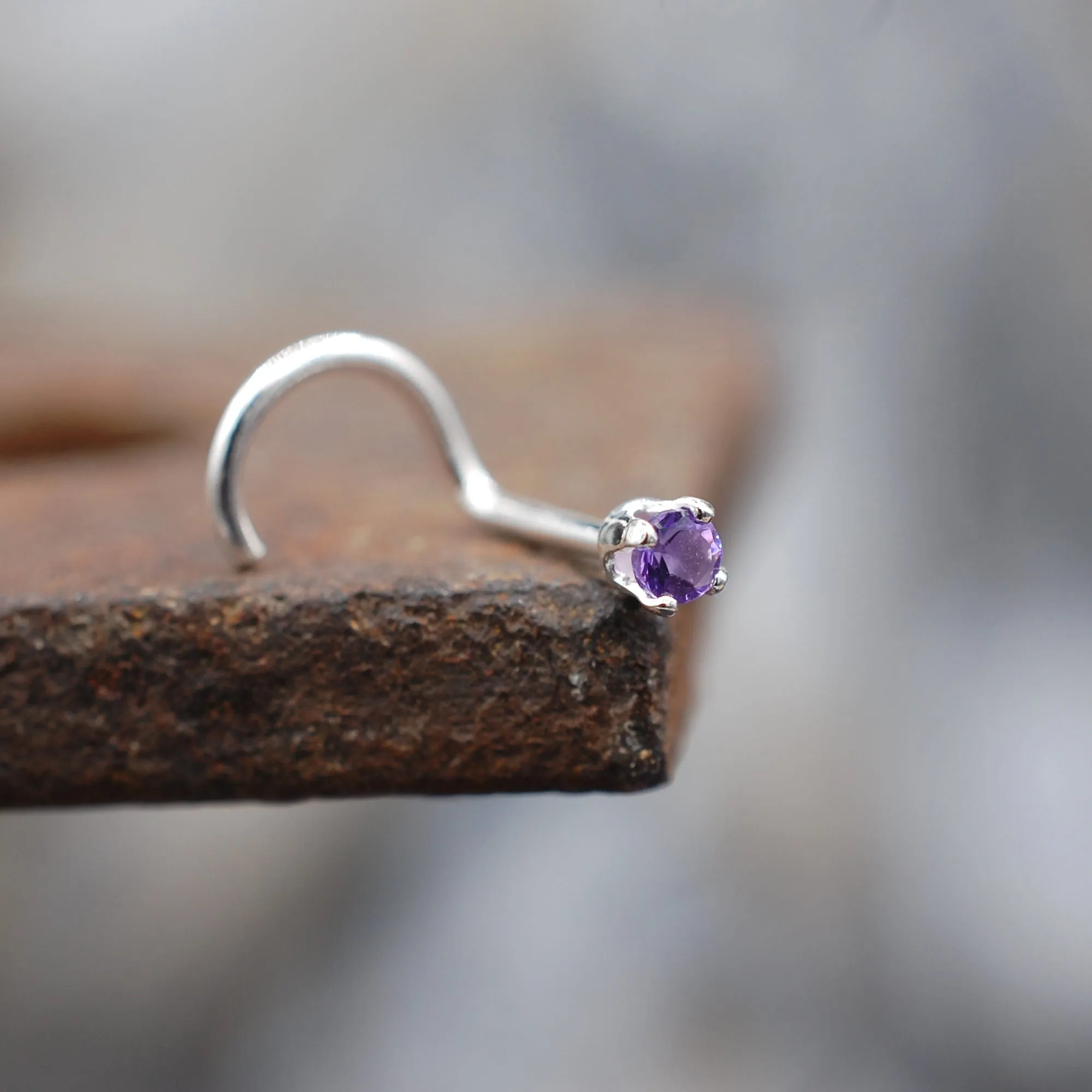 2mm Amethyst Nose Stud