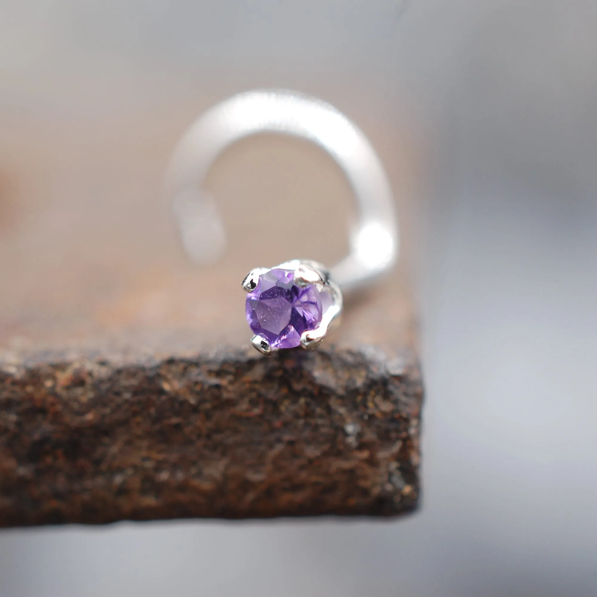 2mm Amethyst Nose Stud